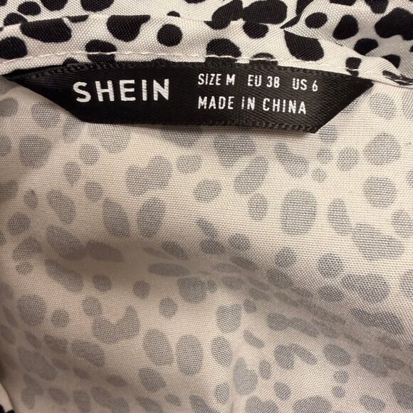 🖤 SHEIN Black & White Dotted Button-Front Babydoll Dress (Size M) - Picture 6 of 6